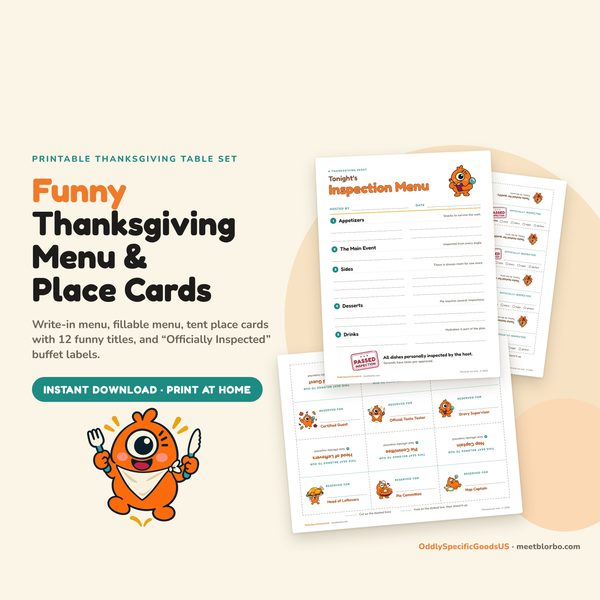 Funny Menu and Place Cards: hero